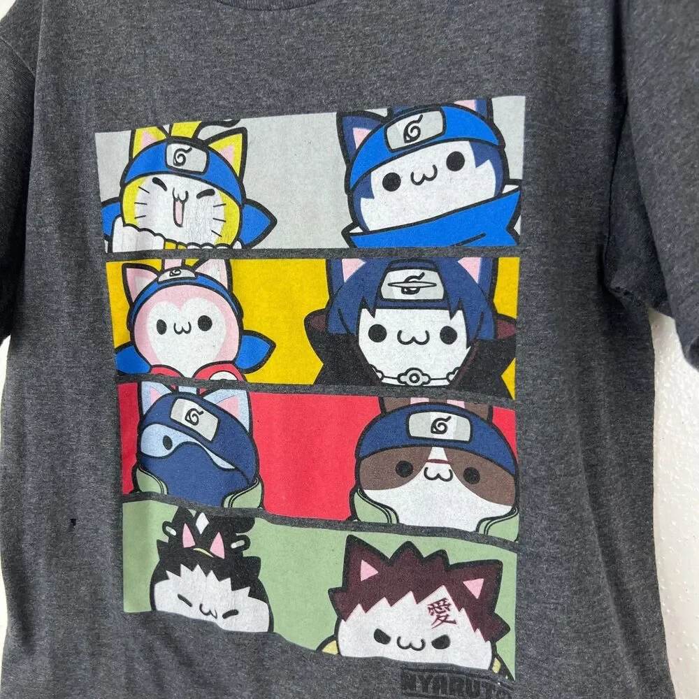 Nyaruto Nyan Cat Naruto Shirt Youth 7 Grey Graphic Casual Tee